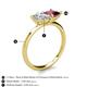 5 - Zoya Pear Shape Certified Lab Grown Diamond & Princess Shape Rhodolite Garnet 2 Stone Duo Ring 