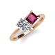 4 - Zoya Pear Shape Certified Lab Grown Diamond & Princess Shape Rhodolite Garnet 2 Stone Duo Ring 