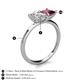 5 - Zoya Pear Shape Certified Lab Grown Diamond & Princess Shape Rhodolite Garnet 2 Stone Duo Ring 