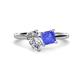 1 - Zoya Pear Shape Certified Lab Grown Diamond & Princess Shape Tanzanite 2 Stone Duo Ring 