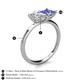 5 - Zoya Pear Shape Certified Lab Grown Diamond & Princess Shape Tanzanite 2 Stone Duo Ring 