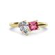 1 - Zoya Pear Shape Certified Lab Grown Diamond & Princess Shape Pink Tourmaline 2 Stone Duo Ring 
