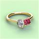 3 - Zoya Pear Shape Certified Lab Grown Diamond & Princess Shape Pink Tourmaline 2 Stone Duo Ring 