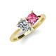 4 - Zoya Pear Shape Certified Lab Grown Diamond & Princess Shape Pink Tourmaline 2 Stone Duo Ring 