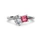 1 - Zoya Pear Shape Certified Lab Grown Diamond & Princess Shape Pink Tourmaline 2 Stone Duo Ring 
