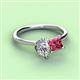 3 - Zoya Pear Shape Certified Lab Grown Diamond & Princess Shape Pink Tourmaline 2 Stone Duo Ring 