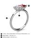 5 - Zoya Pear Shape Certified Lab Grown Diamond & Princess Shape Pink Tourmaline 2 Stone Duo Ring 