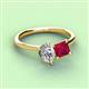 3 - Zoya Pear Shape Certified Lab Grown Diamond & Princess Shape Lab Created Ruby 2 Stone Duo Ring 