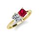4 - Zoya Pear Shape Certified Lab Grown Diamond & Princess Shape Lab Created Ruby 2 Stone Duo Ring 