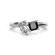 1 - Zoya Pear Shape Certified Lab Grown Diamond & Princess Shape Black Diamond 2 Stone Duo Ring 