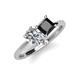4 - Zoya Pear Shape Certified Lab Grown Diamond & Princess Shape Black Diamond 2 Stone Duo Ring 