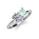 4 - Zoya Pear Shape Certified Lab Grown Diamond & Princess Shape Lab Created Opal 2 Stone Duo Ring 