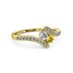 3 - Eleni Round Lab Grown Diamond and Yellow Sapphire with Side Diamonds Bypass Ring 