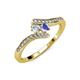 4 - Eleni Round Lab Grown Diamond and Tanzanite with Side Diamonds Bypass Ring 