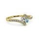 3 - Eleni Round Lab Grown Diamond and Aquamarine with Side Diamonds Bypass Ring 