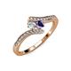 4 - Eleni Round Lab Grown Diamond and Iolite with Side Diamonds Bypass Ring 