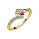 4 - Eleni Round Lab Grown Diamond and Rhodolite Garnet with Side Diamonds Bypass Ring 