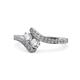 1 - Eleni Round Natural Diamond and Lab Grown Diamond with Side Diamonds Bypass Ring 