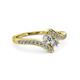 3 - Eleni Round Natural Diamond and Lab Grown Diamond with Side Diamonds Bypass Ring 