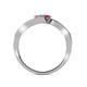 5 - Eleni Round Diamond and Rhodolite Garnet with Side Diamonds Bypass Ring 