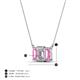 5 - Veronica 6x4 mm Emerald Shape GIA Certified Diamond and Pink Sapphire Three Stone Pendant Necklace 