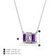 5 - Veronica 6x4 mm Emerald Shape GIA Certified Diamond and Amethyst Three Stone Pendant Necklace 