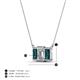 5 - Veronica 6x4 mm Emerald Shape GIA Certified Diamond and London Blue Topaz Three Stone Pendant Necklace 