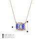 5 - Veronica 6x4 mm Emerald Shape GIA Certified Diamond and Tanzanite Three Stone Pendant Necklace 