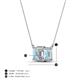 5 - Veronica 6x4 mm Emerald Shape GIA Certified Diamond and Aquamarine Three Stone Pendant Necklace 
