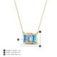5 - Veronica 6x4 mm Emerald Shape GIA Certified Diamond and Blue Topaz Three Stone Pendant Necklace 