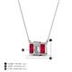 5 - Veronica 6x4 mm Emerald Shape GIA Certified Diamond and Ruby Three Stone Pendant Necklace 