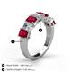 5 - Aria Emerald Cut Ruby and Asscher Cut Diamond 7 Stone Wedding  Band 