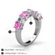 5 - Aria Emerald Cut Pink Sapphire and Asscher Cut Diamond 7 Stone Wedding  Band 
