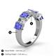 5 - Aria Emerald Cut Tanzanite and Asscher Cut Diamond 7 Stone Wedding  Band 