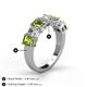 5 - Aria Emerald Cut Peridot and Asscher Cut Diamond 7 Stone Wedding  Band 