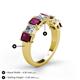 5 - Aria Emerald Cut Rhodolite Garnet and Asscher Cut Diamond 7 Stone Wedding  Band 