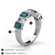 5 - Aria Emerald Cut London Blue Topaz and Asscher Cut Diamond 7 Stone Wedding  Band 