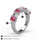 5 - Aria Emerald Cut Pink Tourmaline and Asscher Cut Diamond 7 Stone Wedding  Band 
