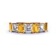 6 - Aria Emerald Cut Citrine and Asscher Cut Diamond 7 Stone Wedding  Band 