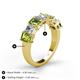5 - Aria Emerald Cut Peridot and Asscher Cut Diamond 7 Stone Wedding  Band 