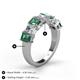 5 - Aria Emerald Cut Lab Created Alexandrite and Asscher Cut Diamond 7 Stone Wedding  Band 