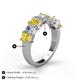 5 - Aria Emerald Cut Yellow Sapphire and Asscher Cut Diamond 7 Stone Wedding  Band 