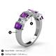 5 - Aria Emerald Cut Amethyst and Asscher Cut Diamond 7 Stone Wedding  Band 