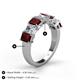 5 - Aria Emerald Cut Red Garnet and Asscher Cut Diamond 7 Stone Wedding  Band 