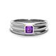 1 - Zion 5.00 mm Asscher Cut Amethyst Solitaire Men Wedding Band 
