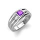 3 - Zion 5.00 mm Asscher Cut Amethyst Solitaire Men Wedding Band 