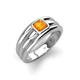 3 - Zion 5.00 mm Asscher Cut Citrine Solitaire Men Wedding Band 