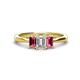 1 - Daria 6x4 mm Emerald Cut Diamond and Pink Tourmaline Side Gallery Work Three Stone Engagement Ring 