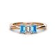 1 - Daria 6x4 mm Emerald Cut Diamond and Blue Topaz Side Gallery Work Three Stone Engagement Ring 