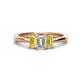 1 - Daria 6x4 mm Emerald Cut Diamond and Yellow Sapphire Side Gallery Work Three Stone Engagement Ring 